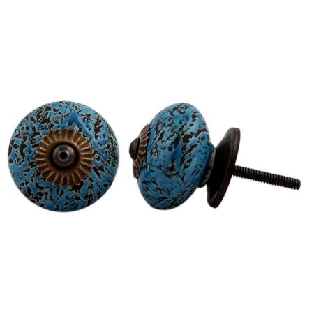 Turquoise Black Etched Knobs